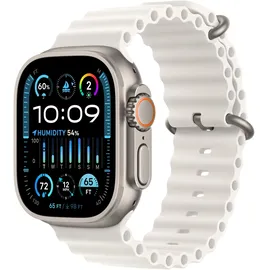 Apple Watch Ultra 2 GPS + Cellular 49 mm Titangehäuse natur, Ocean Armband weiß One Size