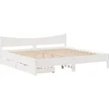 vidaXL Massivholzbett mit Schubladen Weiß 180x200 cm Kiefer