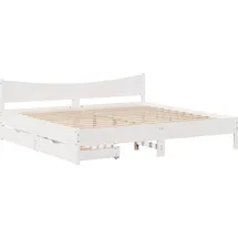 vidaXL Massivholzbett mit Schubladen Weiß 180x200 cm Kiefer