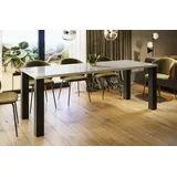Endo-Moebel Esstisch Esstisch "Juka" 130-210cm ausziehbar erweiterbar Kulissentisch (1 Tisch), Vierfuß, schwarz-matte Tischbeine, für bis zu 8 Personen weiß