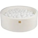 MeowBaby Schaumstoff-Bällebad 90x30 cm mit 200 Bällen - Schneeweiß: Weiß