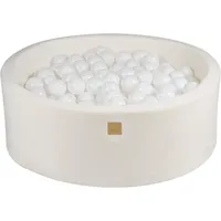 MeowBaby Schaumstoff-Bällebad 90x30 cm mit 200 Bällen - Schneeweiß: Weiß