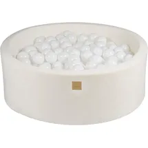 MeowBaby Schaumstoff-Bällebad 90x30 cm mit 200 Bällen - Schneeweiß: Weiß