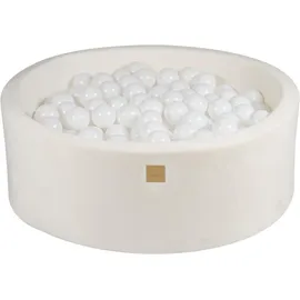 MeowBaby Schaumstoff-Bällebad 90x30 cm mit 200 Bällen - Schneeweiß: Weiß