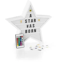 EasyMaxx LED-Leuchtkasten Light Box - Für individuelle Textbotschaften | 150 bunten Emojis und 173 Buchstaben, Zahlen und Symbolen [Stern]