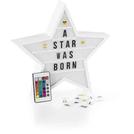 EasyMaxx LED-Leuchtkasten Light Box - Für individuelle Textbotschaften | 150 bunten Emojis und 173 Buchstaben, Zahlen und Symbolen [Stern]