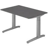 HAMMERBACHER XB12 höhenverstellbarer Schreibtisch grafit rechteckig, C-Fuß-Gestell silber 120,0 x 80,0 cm