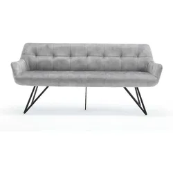 Graue Velours Polsterbank in modernem Design 180 cm breit