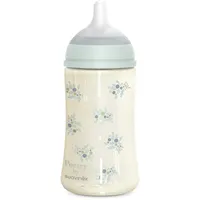 Suavinex Suavinex, Babyflasche 270 ml mit physiologischem SX Pro Silikon-Sauger, Antikolik-Ventil, mittlerer Durchfluss (M), für Flüssigkeiten mittlerer Dichte, Milch, Säfte, Wasser. Babys +3 M. Poetry Blau