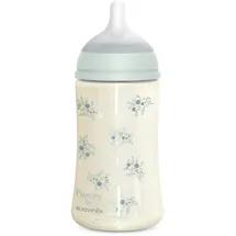 Suavinex Suavinex, Babyflasche 270 ml mit physiologischem SX Pro Silikon-Sauger, Antikolik-Ventil, mittlerer Durchfluss (M), für Flüssigkeiten mittlerer Dichte, Milch, Säfte, Wasser. Babys +3 M. Poetry Blau