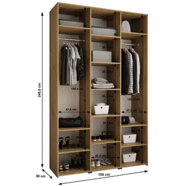 abiks möbel Drehtürenschrank COMO 150 x 245,5 x 50 cm Schwarz