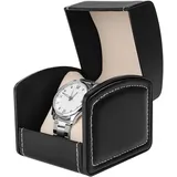 Anseom Uhrenbox, PU Leder Uhrenbox mit abnehmbarem Kissen Single Uhrengehäuse Uhr Geschenkbox Uhr Box für Uhren Schmuck Anhänger Halskette Armbänder, Herren und Damen (Schwarz)