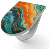 DEQORI WC-Sitz 'Tropisch gemasert', WC Toilettensitz bedruckt Klobrille Toilettendeckel Motiv WC-Brille orange