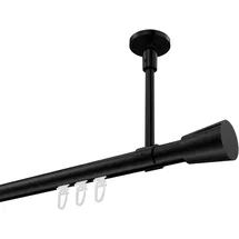 Interdeco GARDINENSTANGE INNENLAUF Sonette Sitra 520 cm (geteilt in 4 x 130 cm), 1-läufig, 20 mm Ø Schwarz