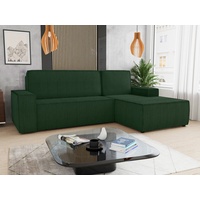 Sofnet Ecksofa Totti L, mit Schlaffunktion und Bettkasten, L-Form Couch, Cord Stoff, Schlafsofa mit Wellenfeder grün