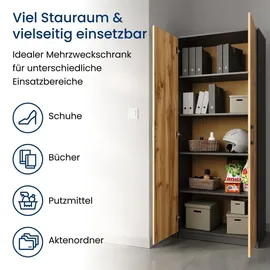 home collective Mehrzweckschrank 74 x 35 x 180 cm Grau/Braun
