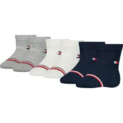 Socken TOMMY HILFIGER "TH BABY SOCK 6P ECOM", Damen, Gr. 23-26, weiß, grau, blau, Materialmix, mehrfarbig, gestreift, Socken, mit ikonischen Streifenakzenten