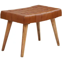 KADIMA DESIGN Moderner Chesterfield-Lederhocker, Echtleder und Naturholz, 120 kg Belastbarkeit.