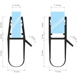 STEIGNER Duschdichtung, 70cm, Glasstärke 5/6/ 7/8 mm, Gerade PVC Ersatzdichtung für Dusche, UK17