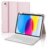 IVEOPPE Tastatur für iPad 10. Generation, Hülle mit Tastatur für iPad 10 10.9" 2022, Bluetooth Magnetisch Abnehmbare QWERTZ Hülle Tastatur für iPad 10 Generation 10,9 Zoll, Rosa