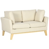Homcom 2-Sitzer Sofa Doppelsofa in Leinenoptik, Zweisitzer mit Kissen bis 150 kg
