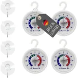Lantelme 4 Stück Kühlschrankthermometer Temperatur -50°C bis 50°C | mit Saugnapf und Klebepad anbei | Kühlschrank Thermometer Set Analog Bimetall Rund Ø 5,2cm | Gefrierschrank Kühltheke Weinlager (4)