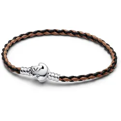 Pandora 593361C01 Leder-Armband für Frauen Disney König der Löwen Braun, 17,5 cm