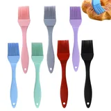 7 Stück Silikonpinsel Küche Backen Silikon-Eierpinsel, Hitzebeständig Pinsel Backen, Geteiltes Design Gewürzpinsel Aus Silikon Set für Rühren, Kochen, Grillen, Gebäck, Eingelegt (7 Farben)