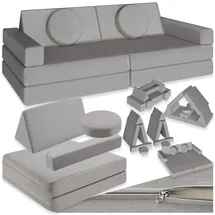 Tectake tectake® Spielsofa, 8-teilig, flexible Anordnung, Leinenbezüge, abnehmbar und waschbar, stapelbar