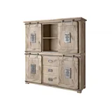 Massivmoebel24 Highboard 150 x 160 x 45 cm Beige / Weiß