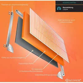Kesser KESSER® Infrarotheizung Mit Thermostat Infrarotheizkörper Elektroheizung Infrarot Heizung Wandheizung - 28 unterschiedliche Routineprogramme , Heizkörper Heizpaneel