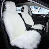 champracer 1 Stück Sitzbezüge Auto, Plüsch Autositzbezug,Faux Lammfell Auto Sitzauflage, Universal Autositzschoner mit Rückenlehne, für Autositz, Bürostuhl und Alle Stühle (140x55 cm,Weiß)
