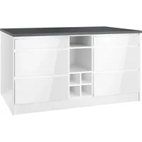 Kochstation Kücheninsel »KS-Virginia«, Breite 153 cm, MDF-Fronten, Flaschenregal weiß