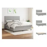 vidaXL Boxspringbett mit Matratze Hellgrau 180x200 cm Stoff