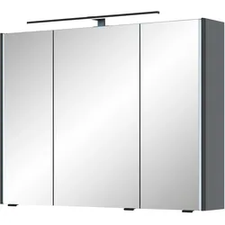 Spiegelschrank SAPHIR "Serie 7045 Badezimmer-Spiegelschrank inkl. LED-Beleuchtung, 3 Türen", grau (stahlgrau), B:93,2cm H:70,3cm T:17cm, Spanplatte, Schränke, Badschrank 93,2 cm breit, inkl. LEDplus Schalter und Türdämpfer