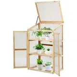 Costway Frühbeet Gewächshaus Hochbeet 60 x 45 x 100 cm Beige