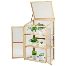 Costway Frühbeet Gewächshaus Hochbeet 60 x 45 x 100 cm Beige