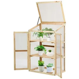 Costway Frühbeet Gewächshaus Hochbeet 60 x 45 x 100 cm Beige