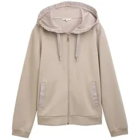 Tom Tailor Damen Hoodie Sweatjacke aus Scuba, grau, Uni, Gr. XXL