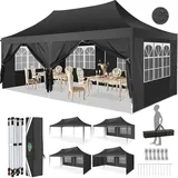 COBIZI Pavillon partyzelt 3x6 wasserdicht stabil Winterfest,Pop-Up faltpavillion mit 6 Seitenteilen Kommerzielle sofort aufklappbare Vordächer Outdoor Gartenzelt Partyzelt für Party Festival,Schwarz