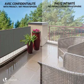 VOUNOT Zaunblende 1 x 10 m grau Polyethylen