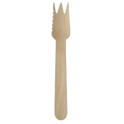 PAPSTAR 1000 Kuchen- und Snackgabeln, Holz "pure" 14 cm mit einseitig gezacktem Rand