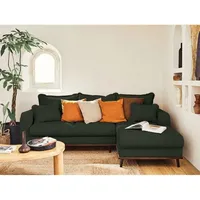 Lisa Design - Albane - 4-sitzer ecksofa rechts - schlaffunktion und bettkasten - aus cord - grün