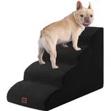 EHEYCIGA Hundetreppe für Kleine Hunde 50 cm Hoch, Haustiertreppe für Sofa Bett, Treppe für Hunde aus Hochdichtem Schwamm, Hunderampe mit Waschbarem Bezug und Rutschfestem Boden, 4 Stufen, Schwarz