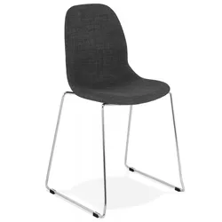 Esszimmerstuhl Gepolstert Metall Stoffbezug | Designer Stuhl Kufengestell Grau | Moderner Sitzkomfort Schlittenstuhl | Kadima Design