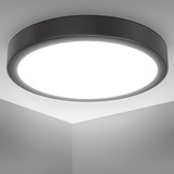 B.K.Licht - LED Deckenlampe mit neutralweißer Lichtfarbe, 18 Watt, 2000 Lumen, LED Deckenleuchte, Lampe, Wohnzimmerlampe, Schlafzimmerlampe, Küchenlampe, Deckenbeleuchtung, 28x4 cm, Schwarz