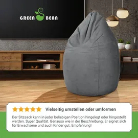 Green Bean Sitzsack, Grau, Textil, Füllung: Styroporkugeln, Oval, 60x90x60 cm, Hergestellt in Deutschland, Wohnzimmer, Hocker, Sitzsäcke, XXL Sitzsäcke