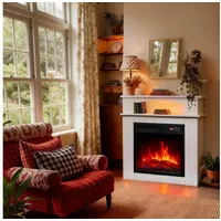 HOMAVO Elektrokamin mit Schrank, 18" 900W/1800W Elektrokamin mit Heizung, 3D-Flammeneffekt, Schrankgröße: 72 x 30 x 75cm, LED-Leiste, Fernbedienung