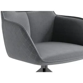 byLIVING Esszimmerstuhl Memphis - grau Schwarz, Metall, schwarz/Esszimmerstuhl/B 62 H 96 T 60 cm Stoffauswahl, Sitzfläche 360° drehbar, inklusive Armlehnen, abwischbar, gepolsterte Armlehnen, Esszimmer, Stühle, 2er-Set, gepolstert mit hochwertigem