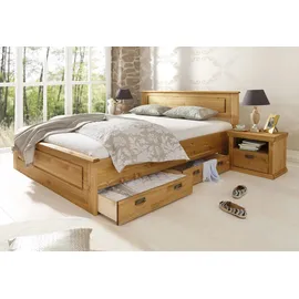 otto home Massivholzbett "Madrid, Landhausstil, hohe Belastbarkeit", beige (gelaugt geölt), B:192cm L:208cm, Betten, aus FSC®-zertifizierter Kiefer, INKLUSIVE Rollrost, Kassettenoptik